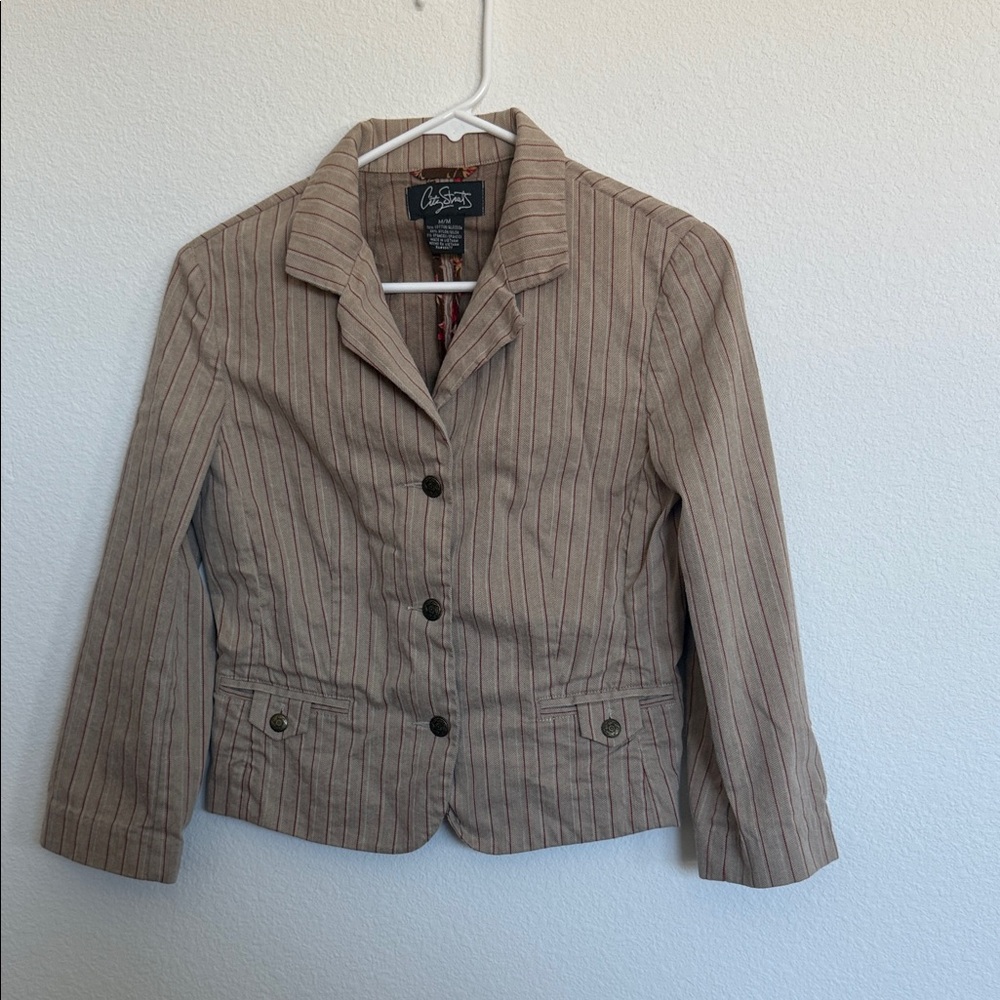 City Streets Tan Striped Blazer